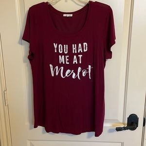 Maurices You Had Me At Merlot Tunic Tee - Size Large